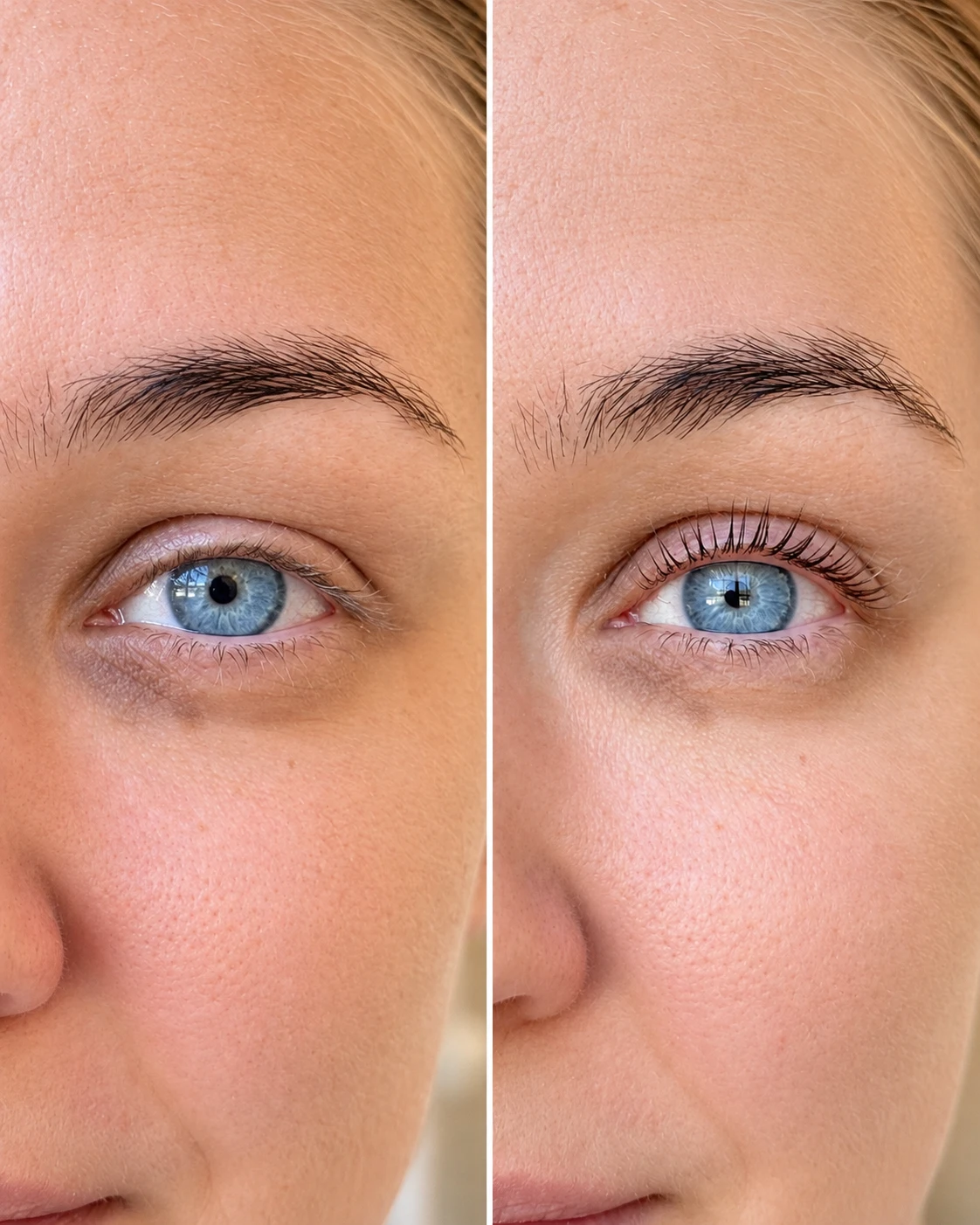 Natural lashes after a Korean Lash Lift.