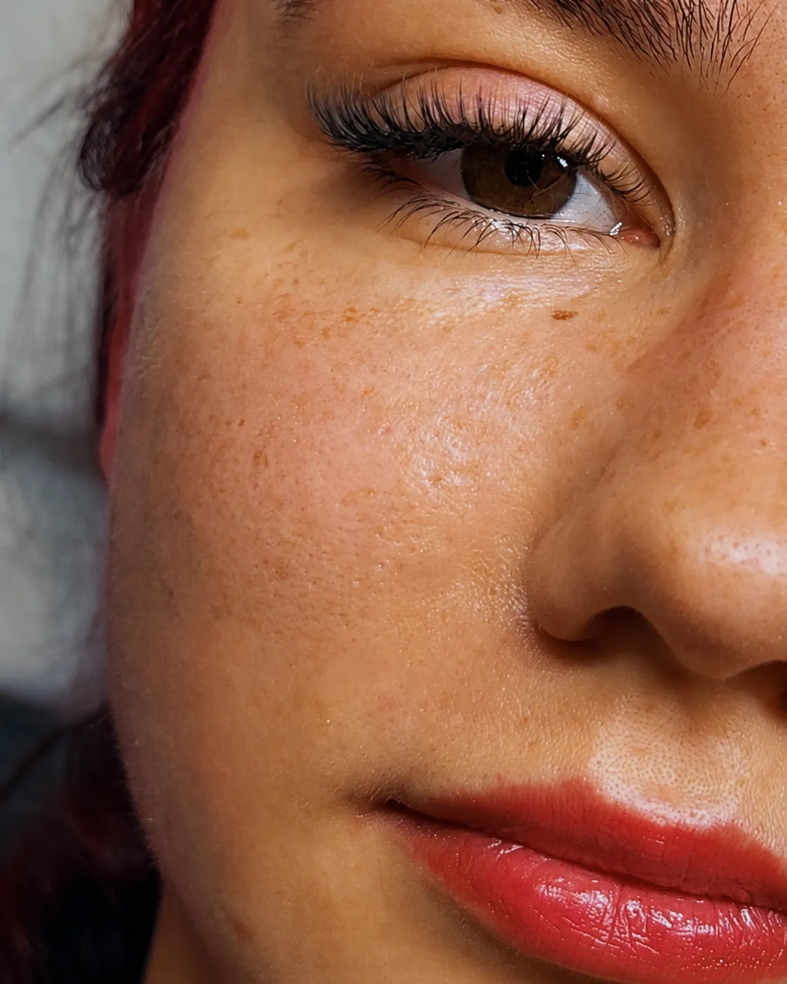Portrait detail showing a light, separated Angel Lashes result.